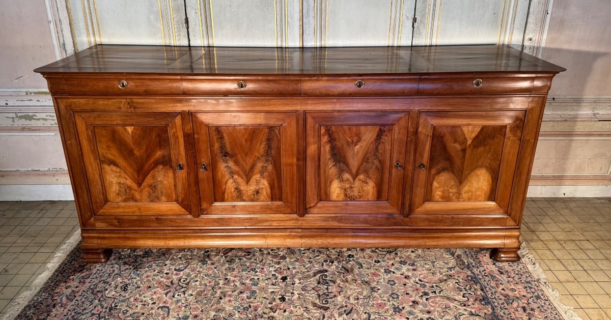 Large Louis Philippe Sideboard With Doucine In Blond Walnut -photo-2