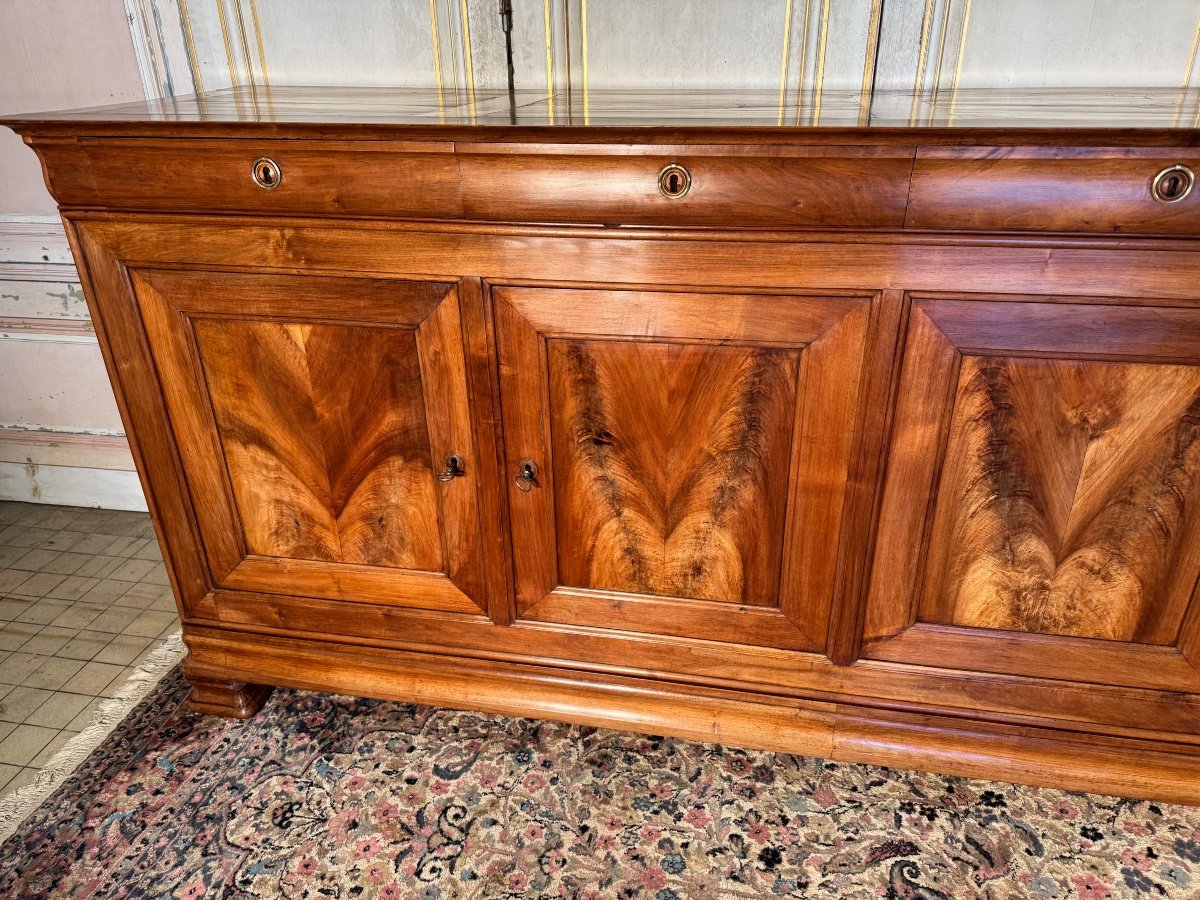 Large Louis Philippe Sideboard With Doucine In Blond Walnut -photo-3