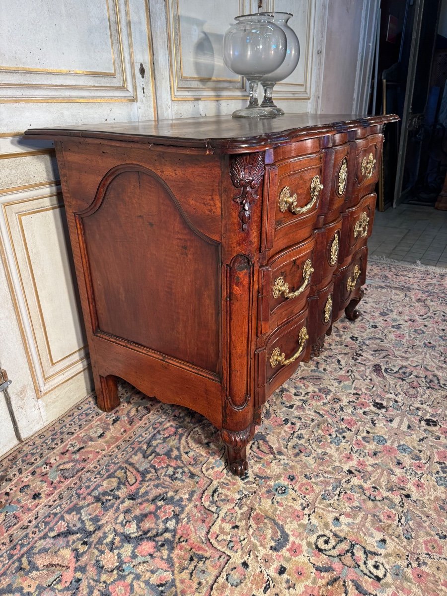 Commode Louis XV Arbalète En Noyer 18 Eme Siècle -photo-2