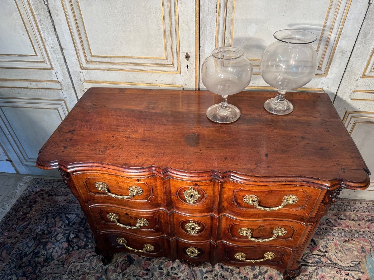 Commode Louis XV Arbalète En Noyer 18 Eme Siècle -photo-2