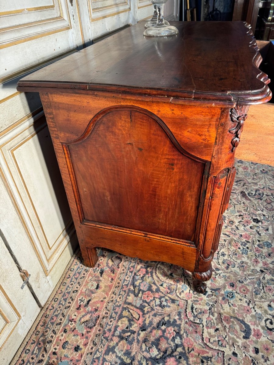 Commode Louis XV Arbalète En Noyer 18 Eme Siècle -photo-5