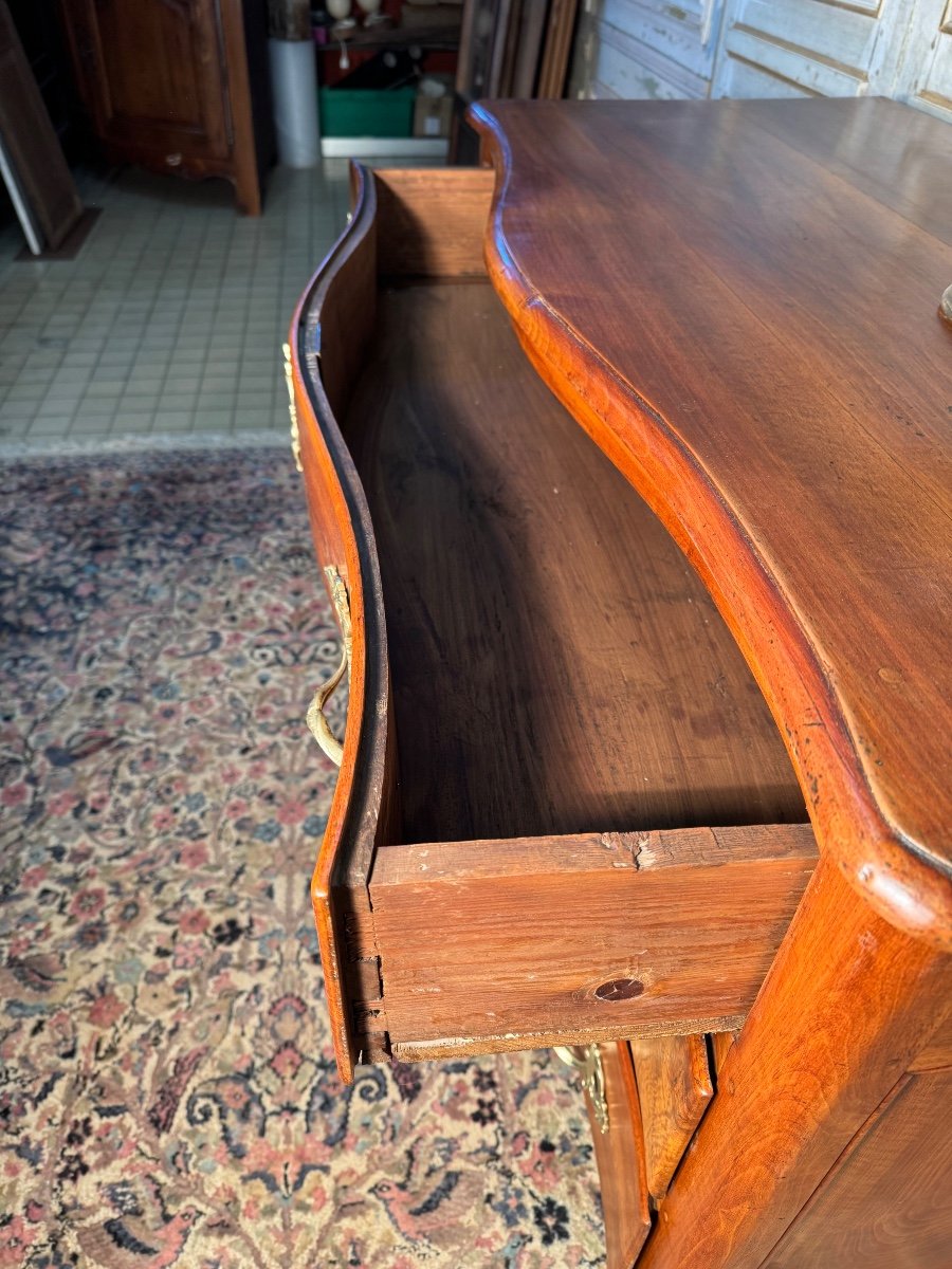 Commode Louis XV  Galbée En Noyer Blond 18 Eme Siècle -photo-4