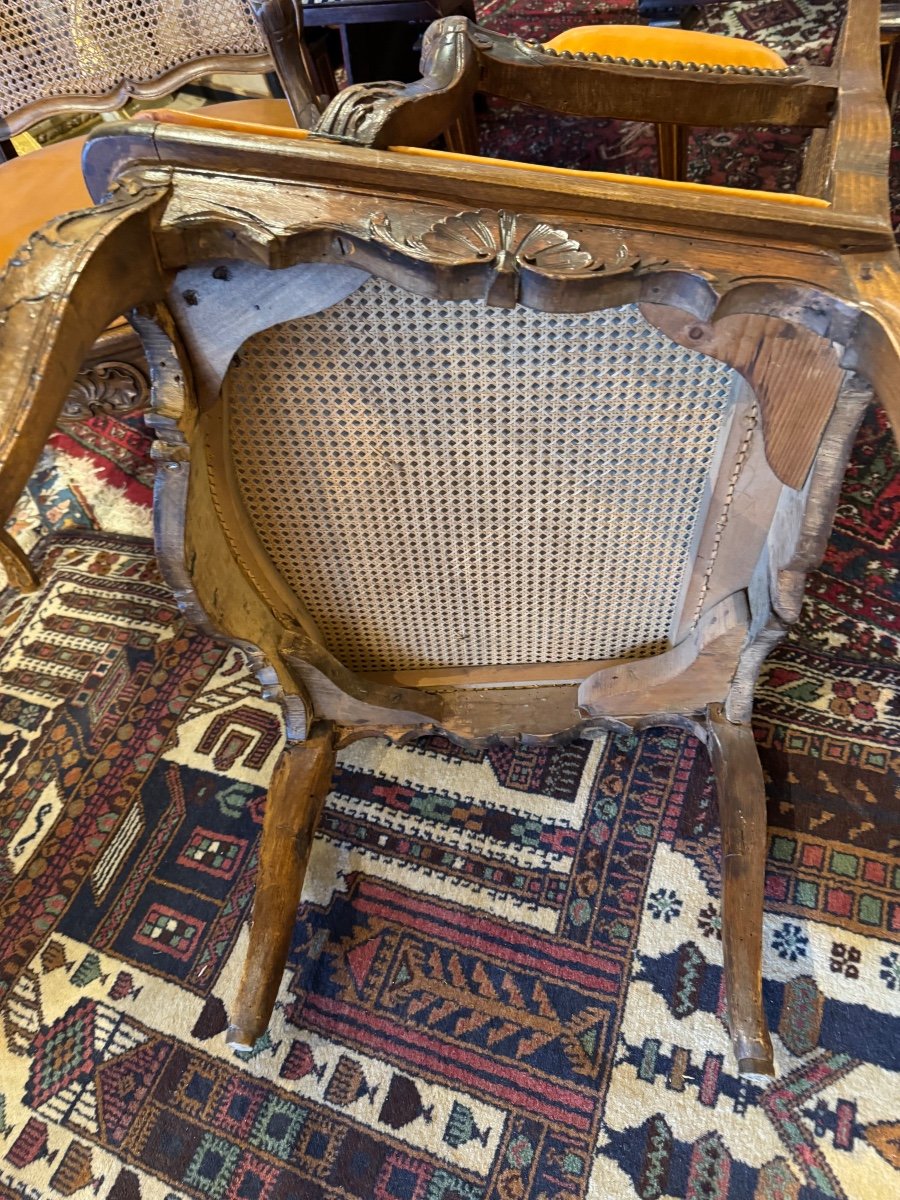 Paire De Fauteuil Louis XV En Cannage 18 Eme -photo-4