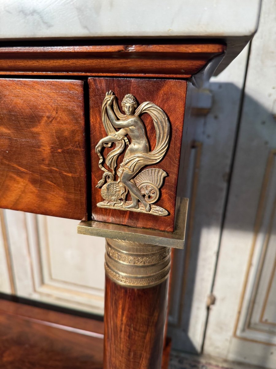 Napoleon 1st Console In Mahogany And Bronzes, Early 19th Century -photo-3