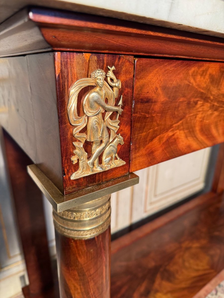 Napoleon 1st Console In Mahogany And Bronzes, Early 19th Century -photo-4