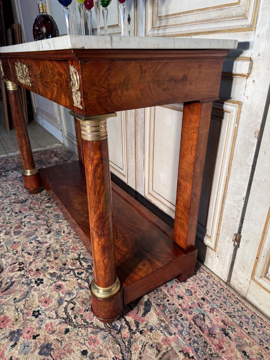 Napoleon 1st Console In Mahogany And Bronzes, Early 19th Century -photo-2