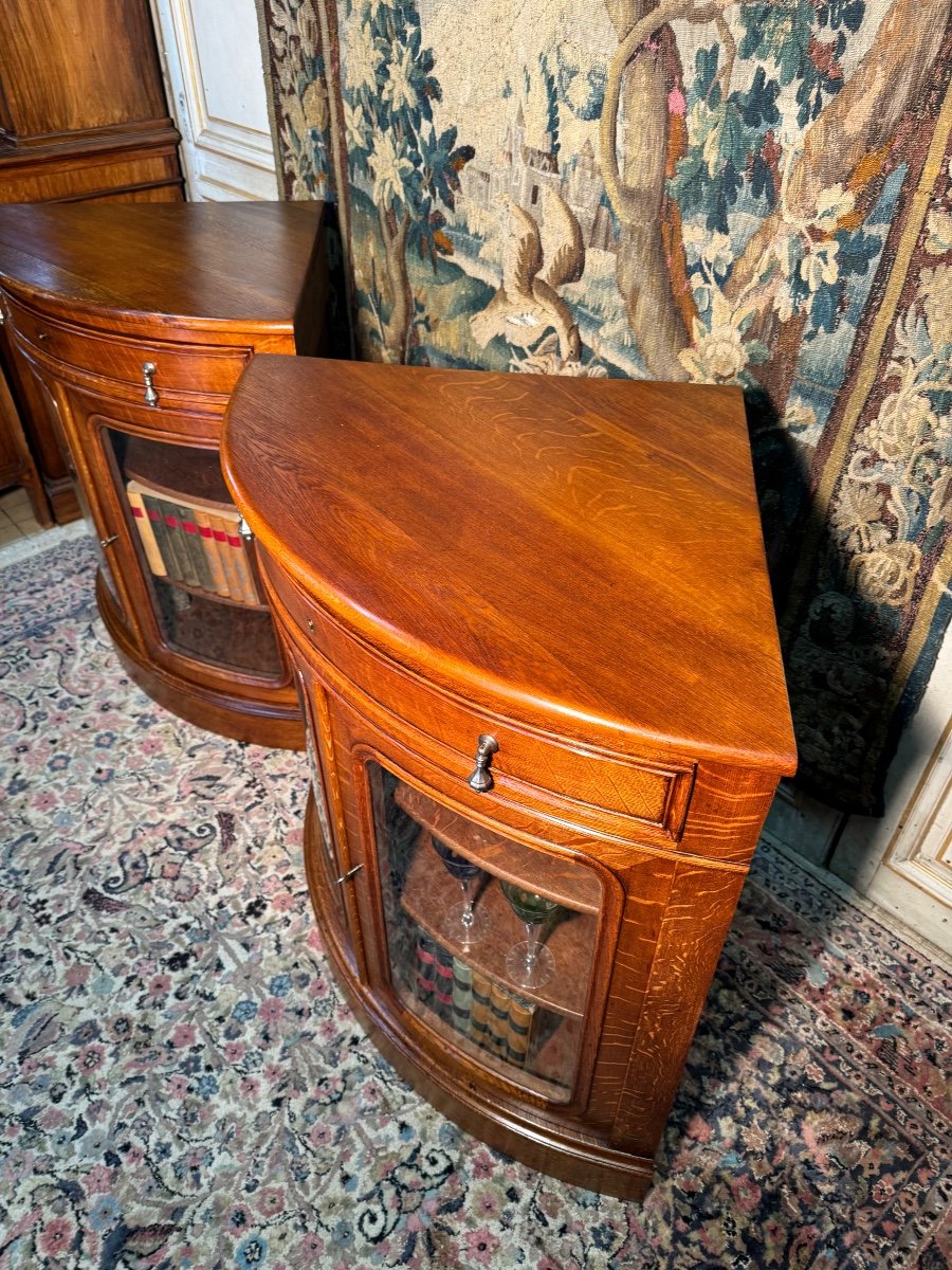 Pair Of 19th Century Oak Glazed Corner Cupboards -photo-1