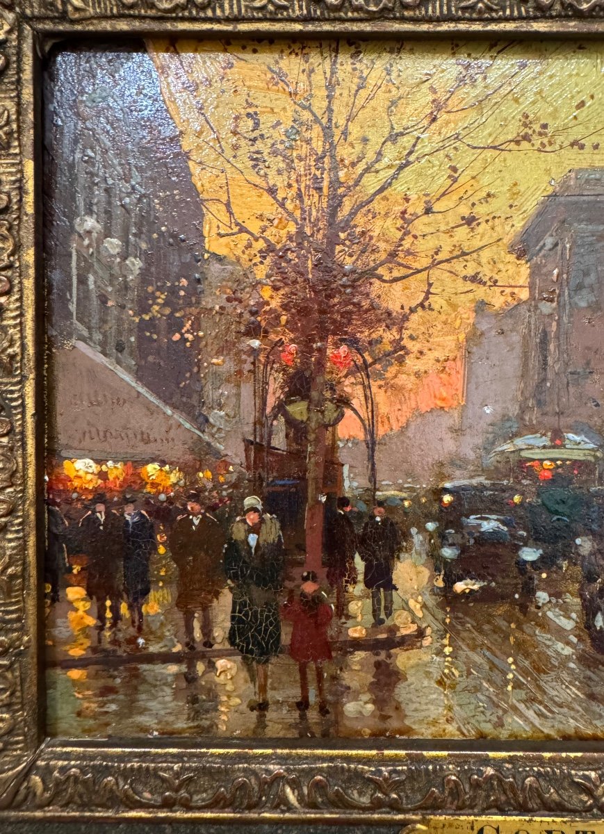 Hsp Painting Edouard Cortes The Porte Saint Denis At Dusk In Paris -photo-2