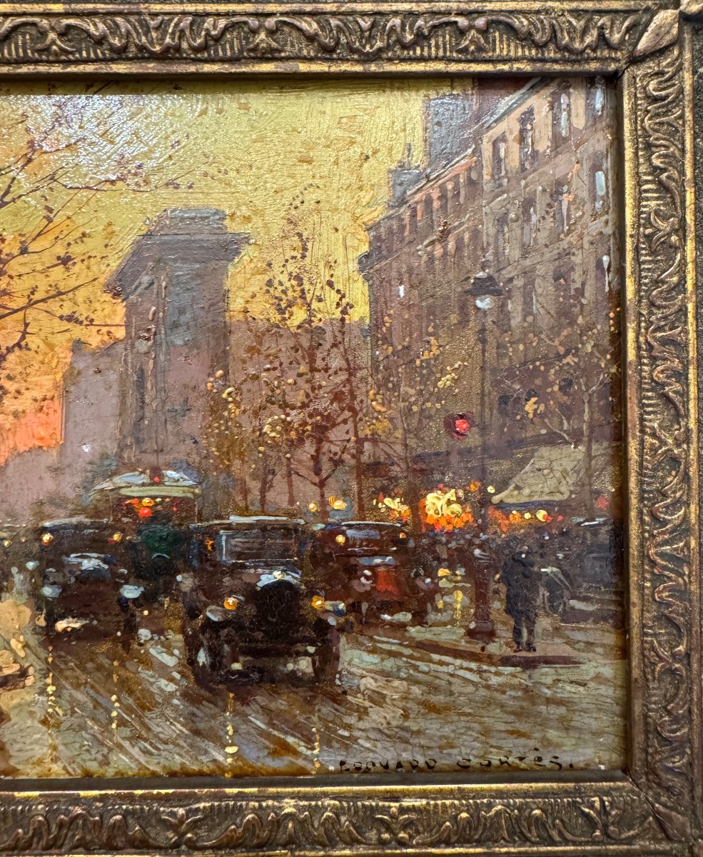 Hsp Painting Edouard Cortes The Porte Saint Denis At Dusk In Paris -photo-3