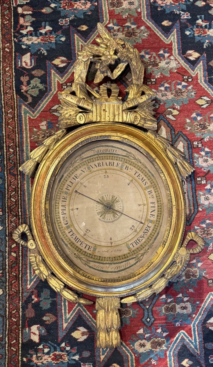 18th Century Louis XVI Gilded Wood Barometer 