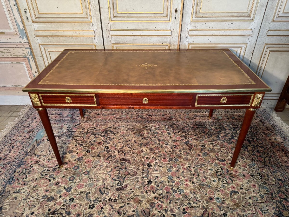 Grand Bureau Plat De Style Louis XVI Fin Du 19 Eme -photo-2