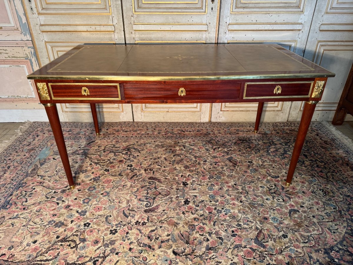 Grand Bureau Plat De Style Louis XVI Fin Du 19 Eme -photo-3