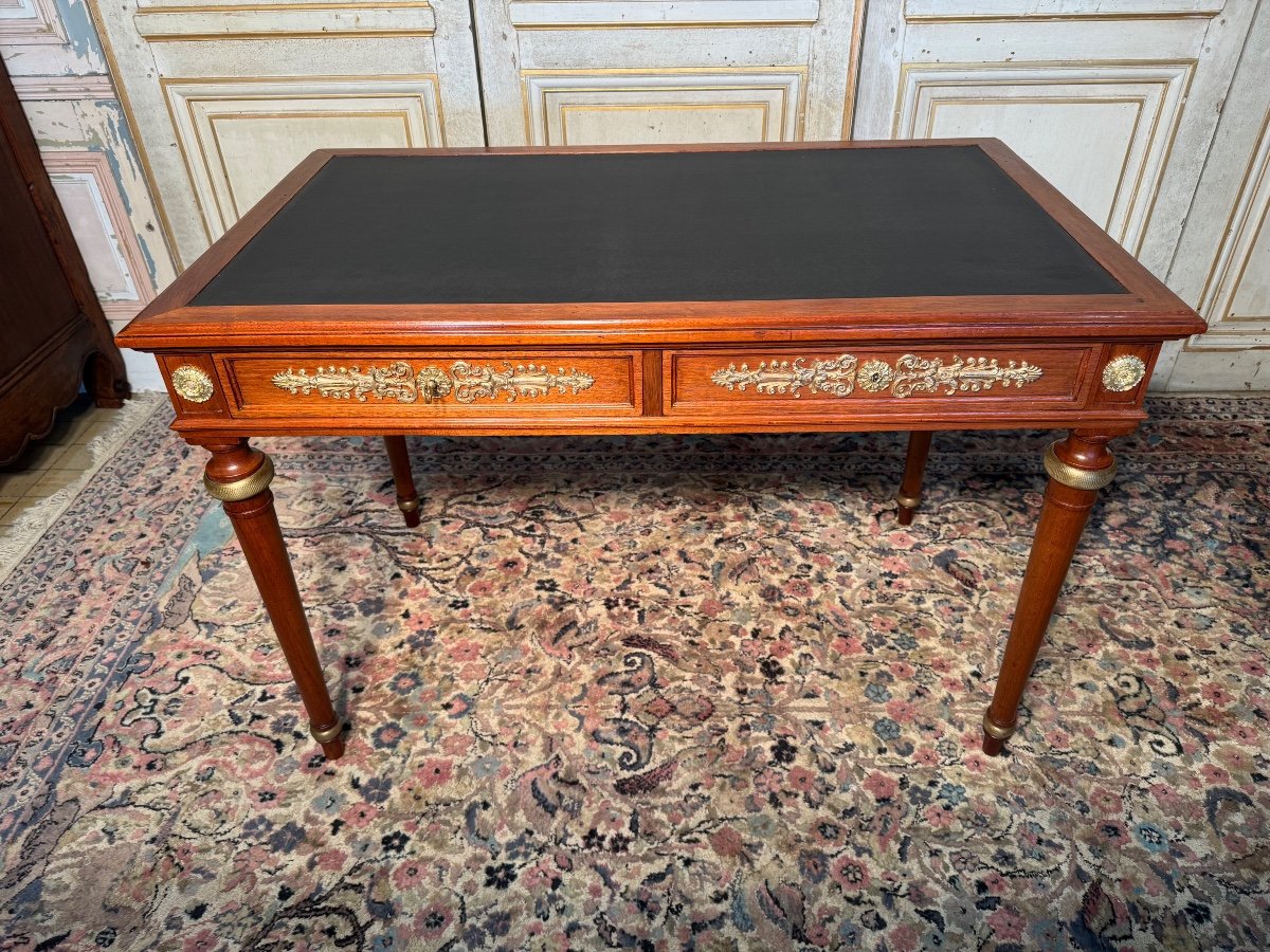 Small Napoleon 3 Mahogany And Bronze Desk On All Sides -photo-2