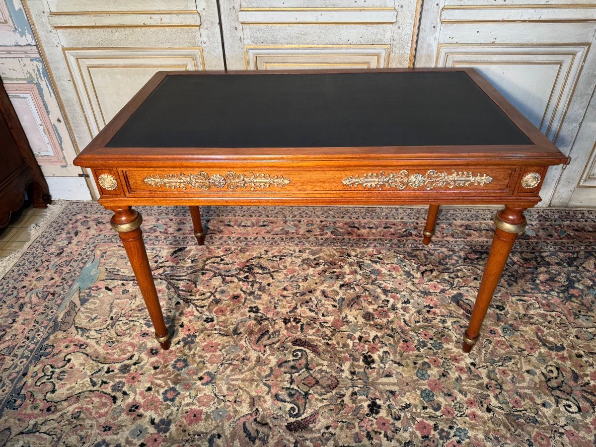 Small Napoleon 3 Mahogany And Bronze Desk On All Sides -photo-2