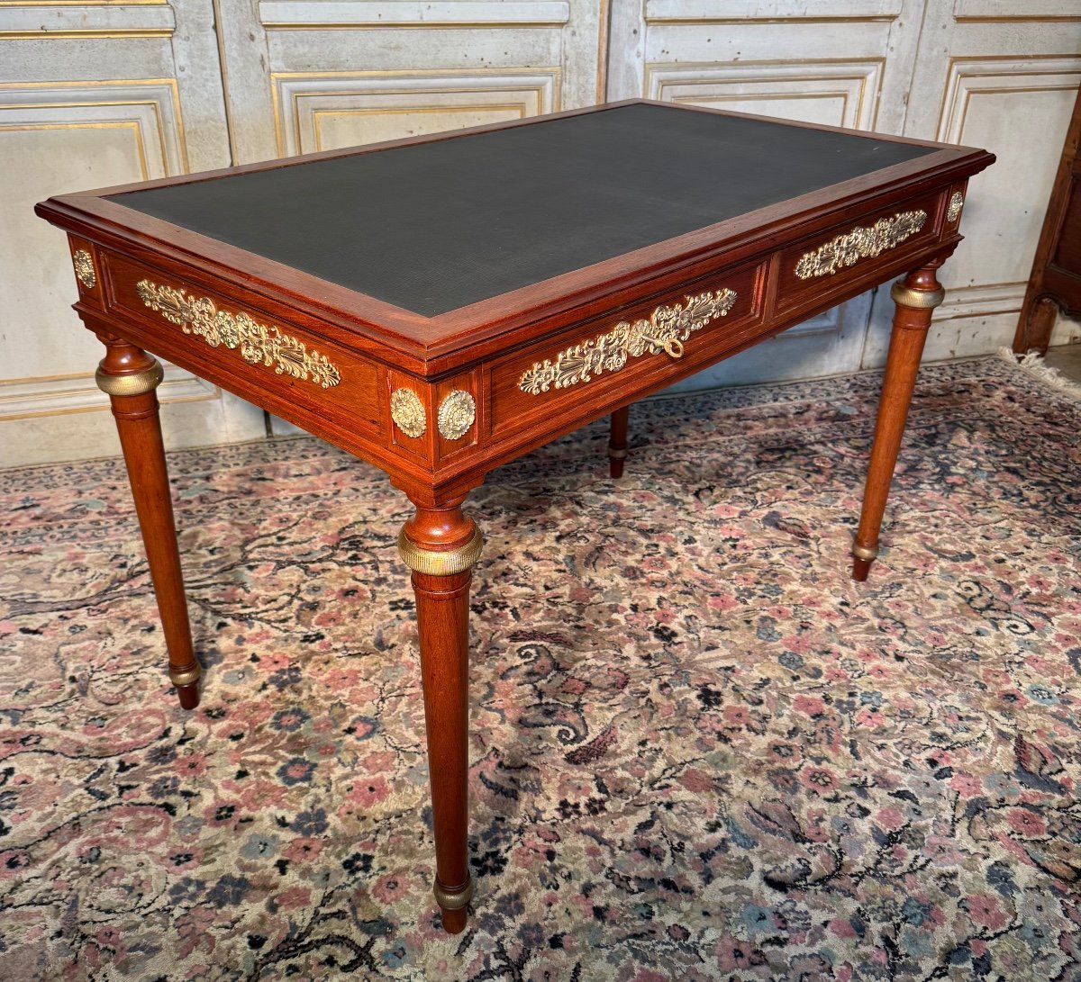 Small Napoleon 3 Mahogany And Bronze Desk On All Sides 