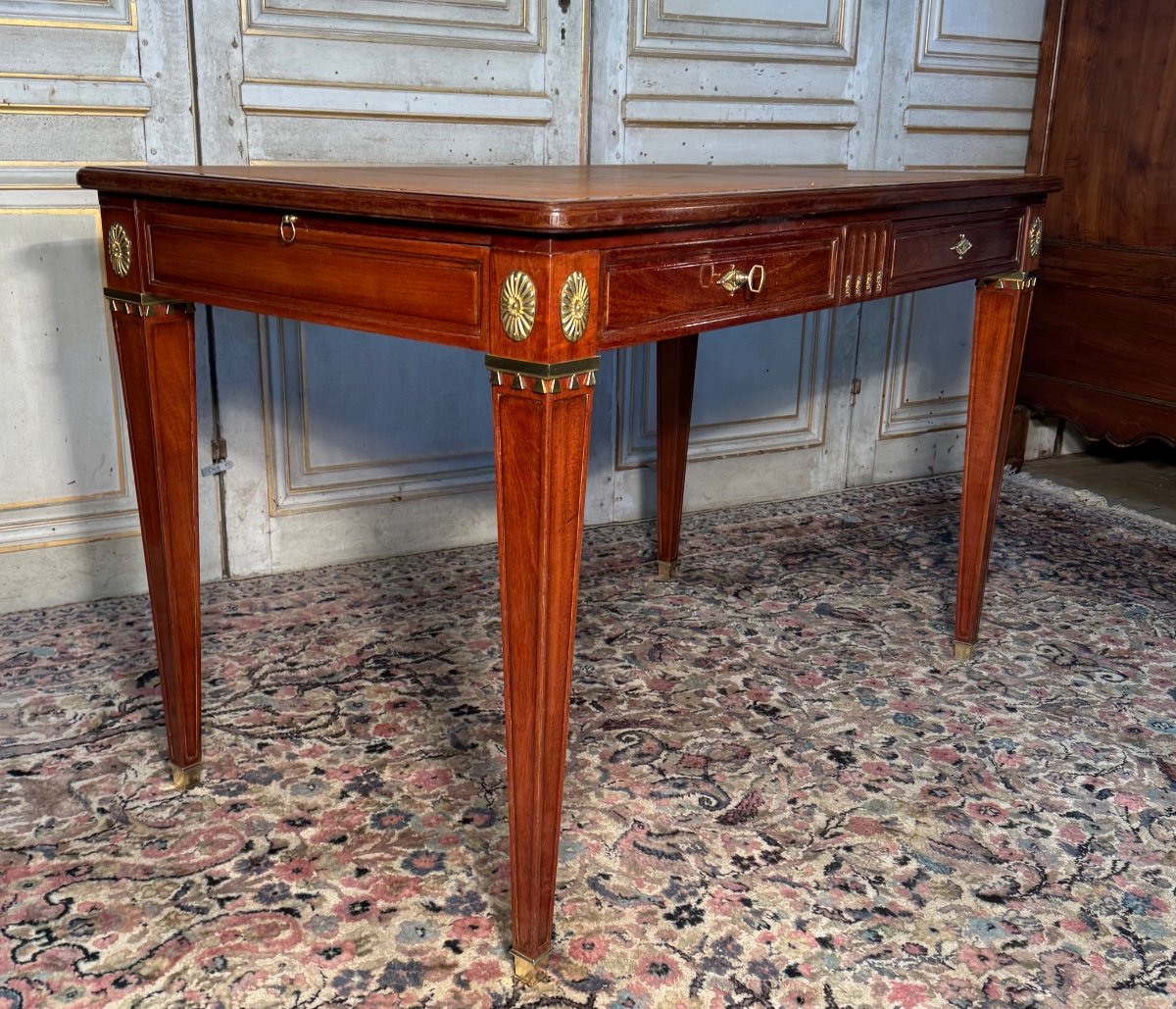 Louis XVI Style Desk In Mahogany And Bronzes -photo-1