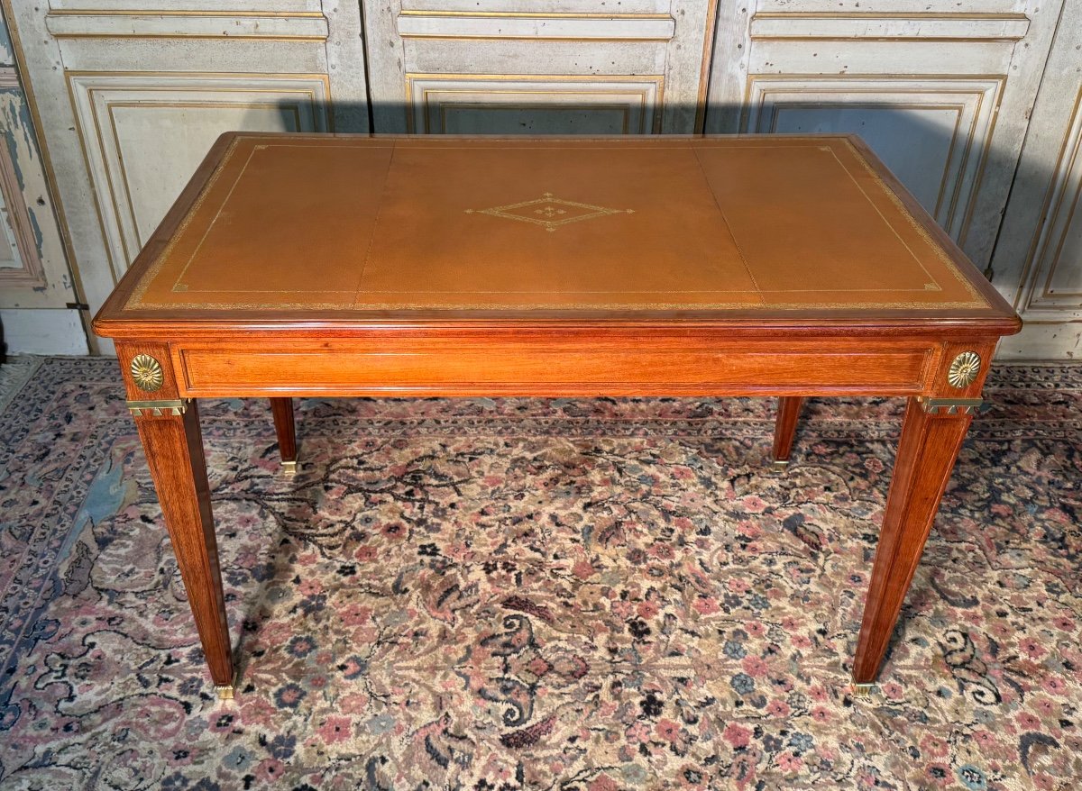 Louis XVI Style Desk In Mahogany And Bronzes -photo-3