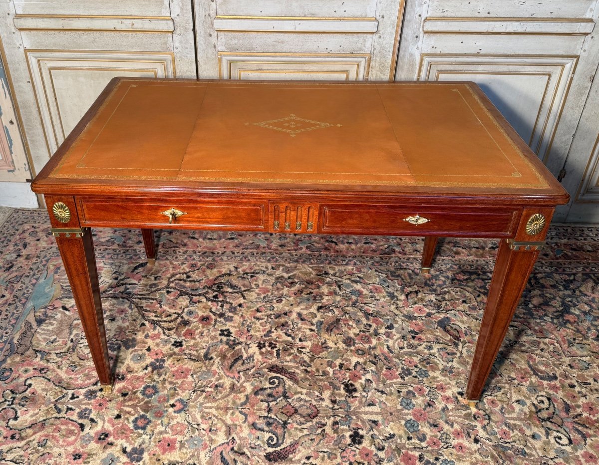 Louis XVI Style Desk In Mahogany And Bronzes 