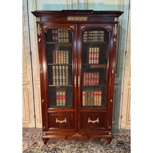 19th Century Library In Mahogany And Louis XVI Style Bronzes 