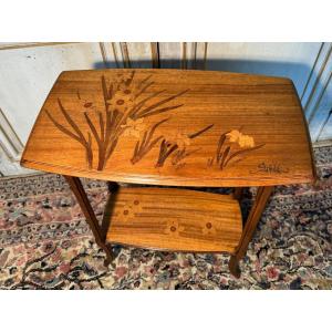 Art Nouveau Table In Gallé Japanese Marquetry