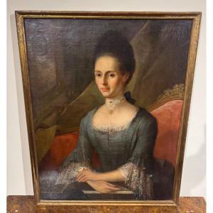 Painting Hst Portrait Of Elegant 18th Century 