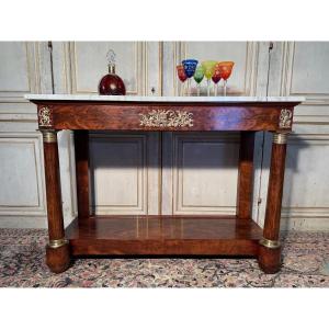 Napoleon 1st Console In Mahogany And Bronzes, Early 19th Century 