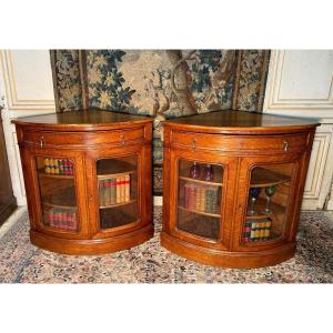 Pair Of 19th Century Oak Glazed Corner Cupboards 