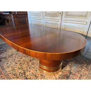 Grande Table De Salle à Manger Art Deco 1930-1940 En Palissandre De Rio 