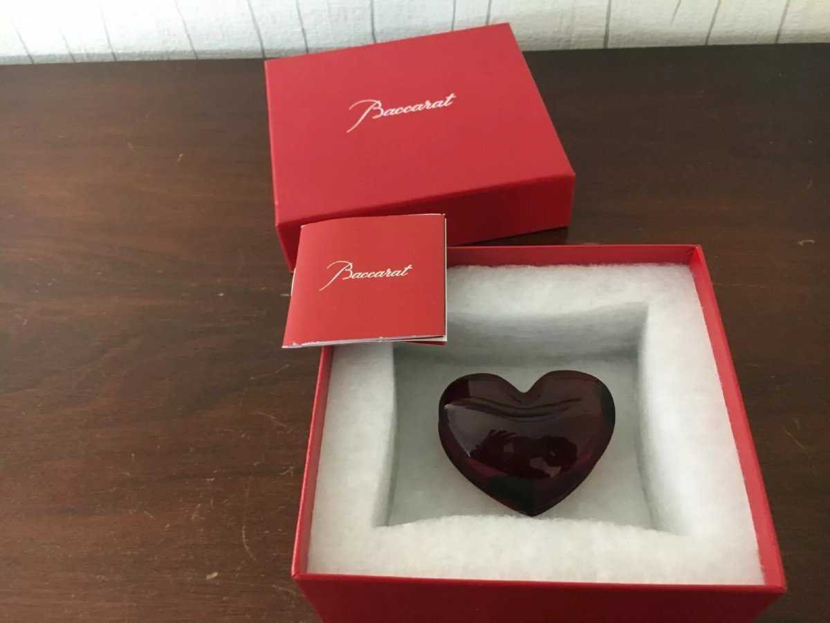 COEUR PRESSE PAPIER ROUGE EN CRISTAL DE BACCARAT