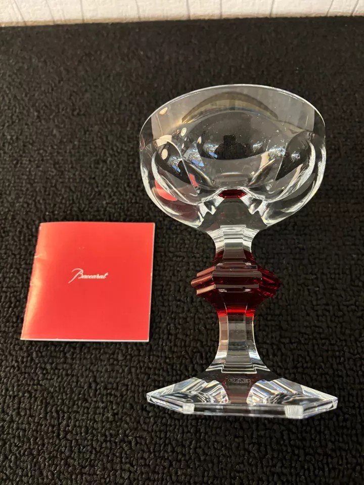 COUPE A CHAMPAGNE HARCOURT BOUTON ROUGE  EN CRISTAL DE BACCARAT-photo-4