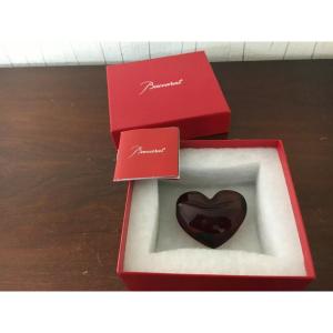 Red Baccarat Crystal Paperweight Heart