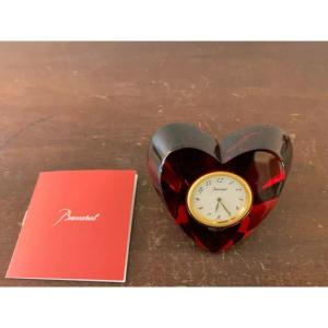 Red Heart Clock In Baccarat Crystal