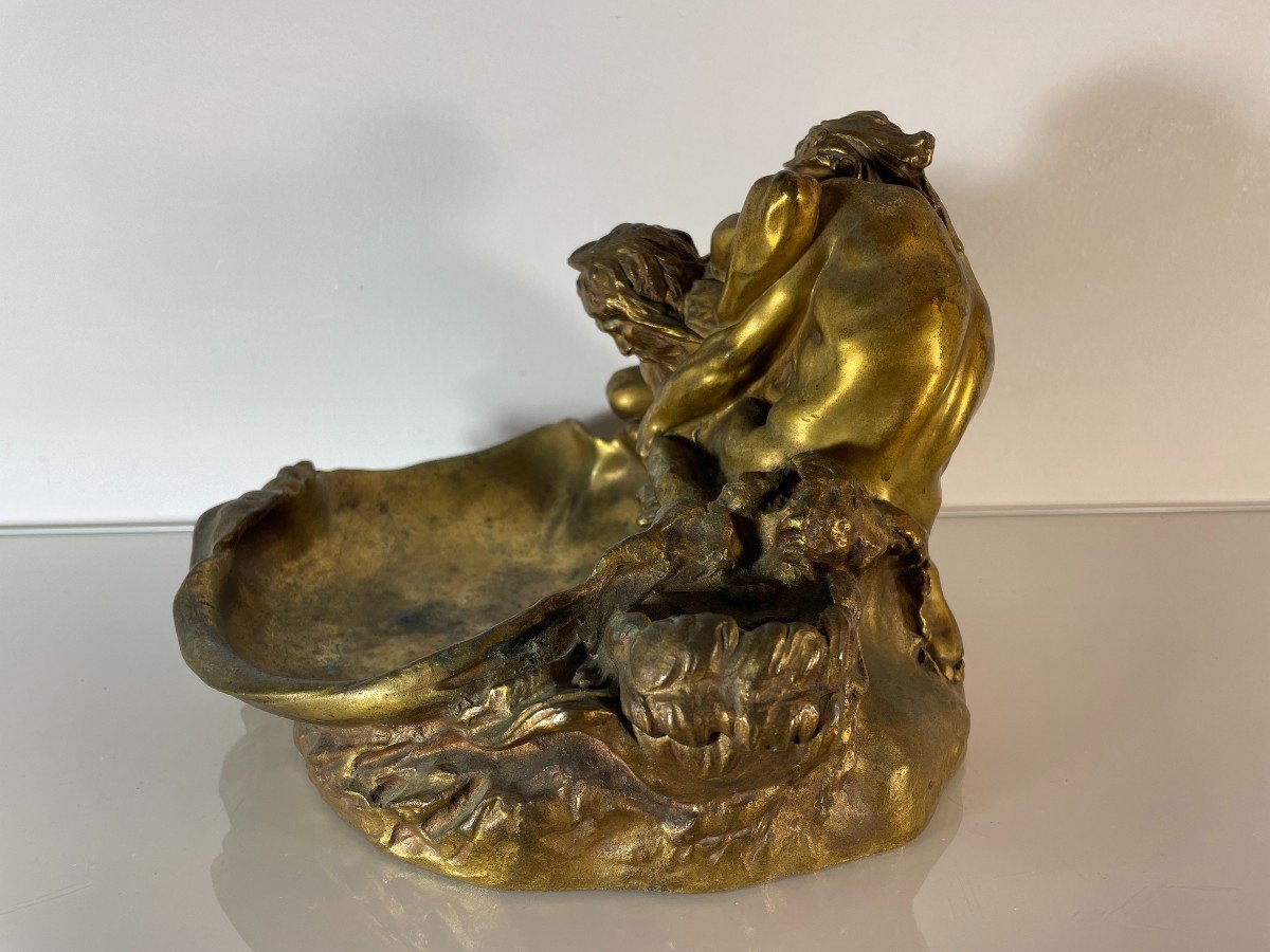 Gustave Frederic Michel (1851-1924) - The Wrestlers - Large Gilt Bronze-photo-5