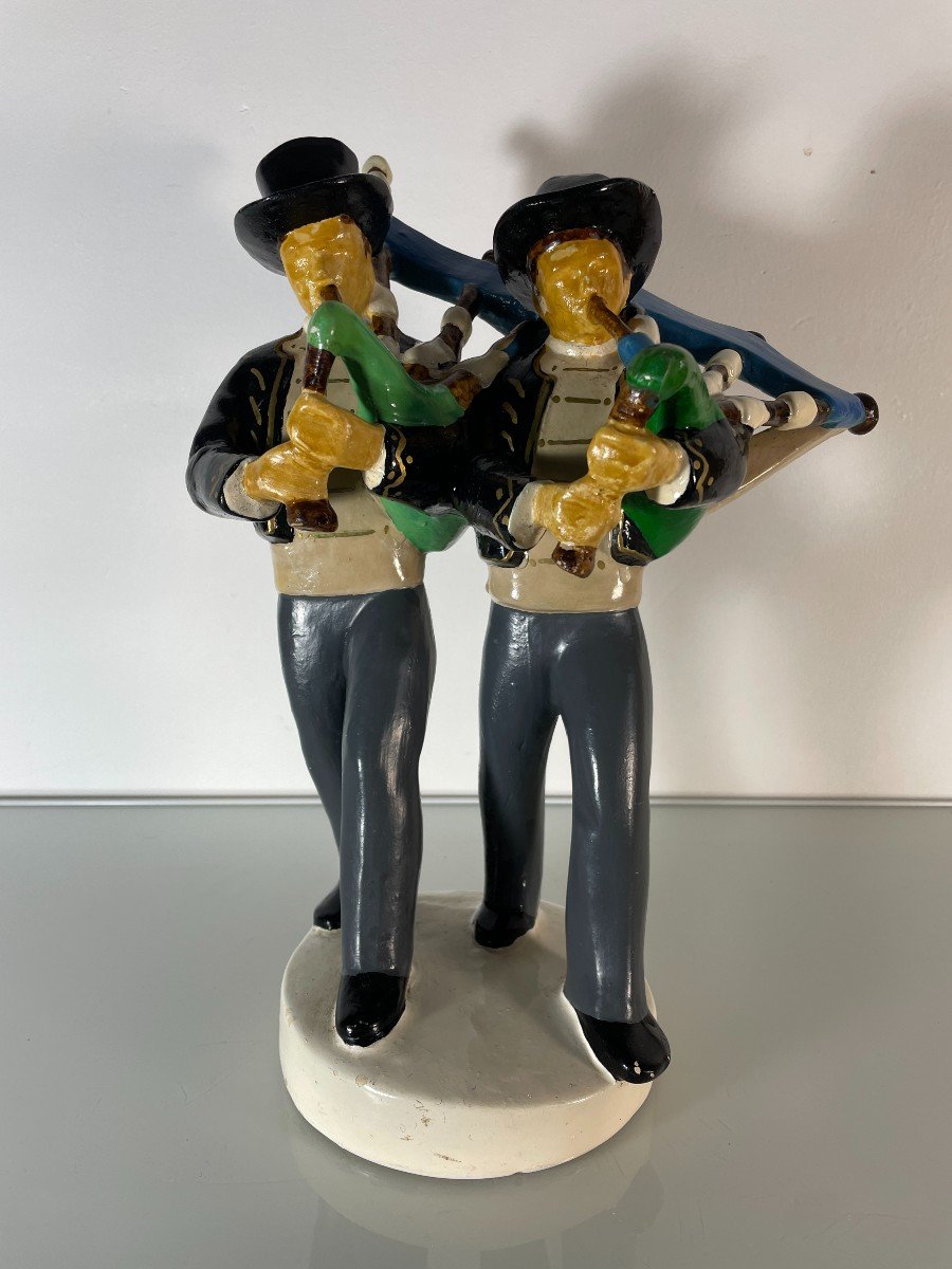 Robert Micheau-vernez (1907-1989) - Bombarde Players - Quimper Earthenware