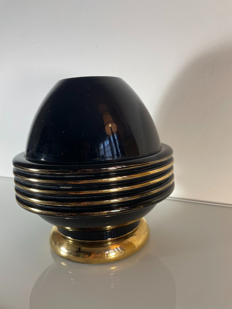 Superb Art Deco Spherical Vase - Fernand Jacob Known As "ferjac"-photo-4