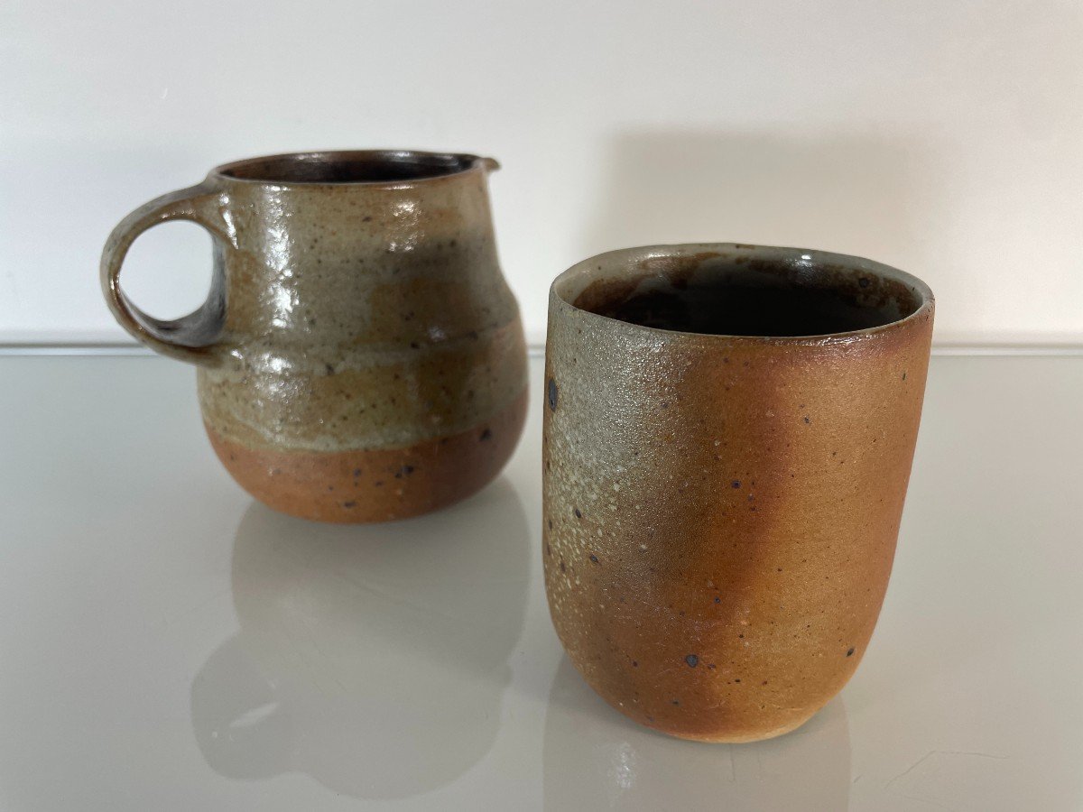 Yves Mohy (1929-2005) - Small Stoneware Pitcher And Cup-photo-8