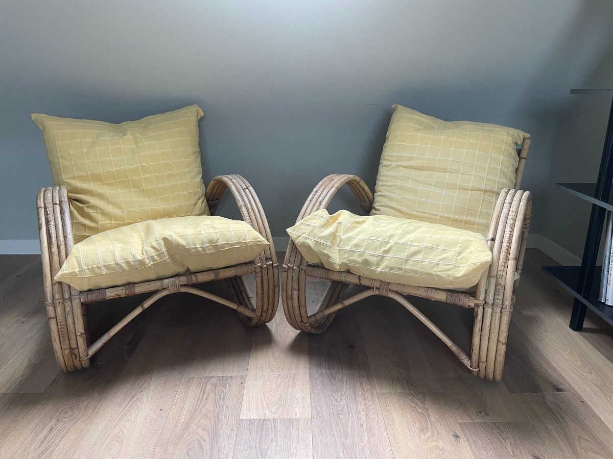 Rohe Noordwolde - Pair Of Rattan Armchairs - 1950s-photo-2