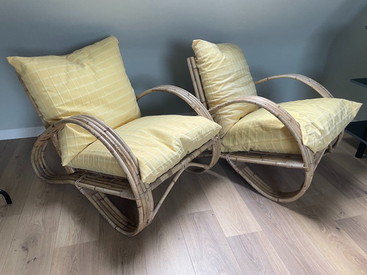 Rohe Noordwolde - Pair Of Rattan Armchairs - 1950s-photo-3