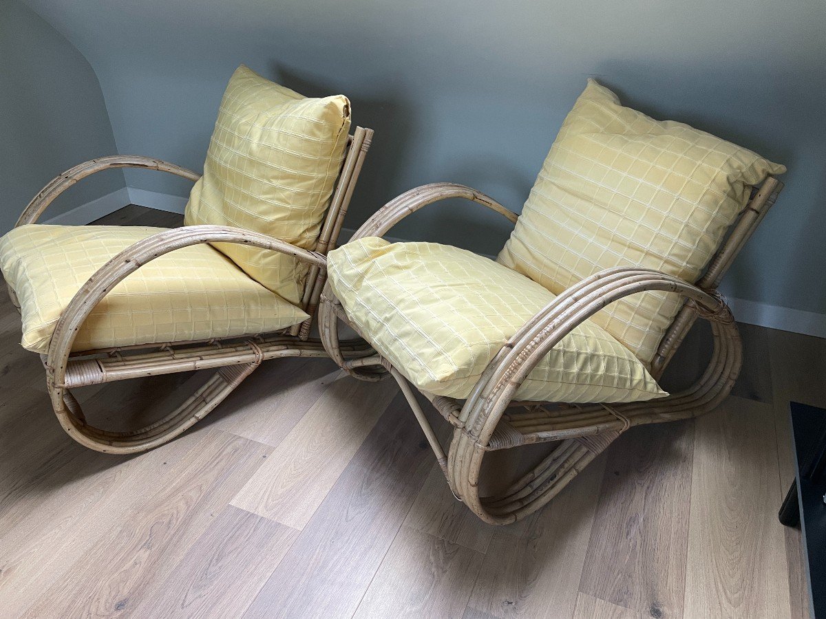 Rohe Noordwolde - Pair Of Rattan Armchairs - 1950s-photo-4