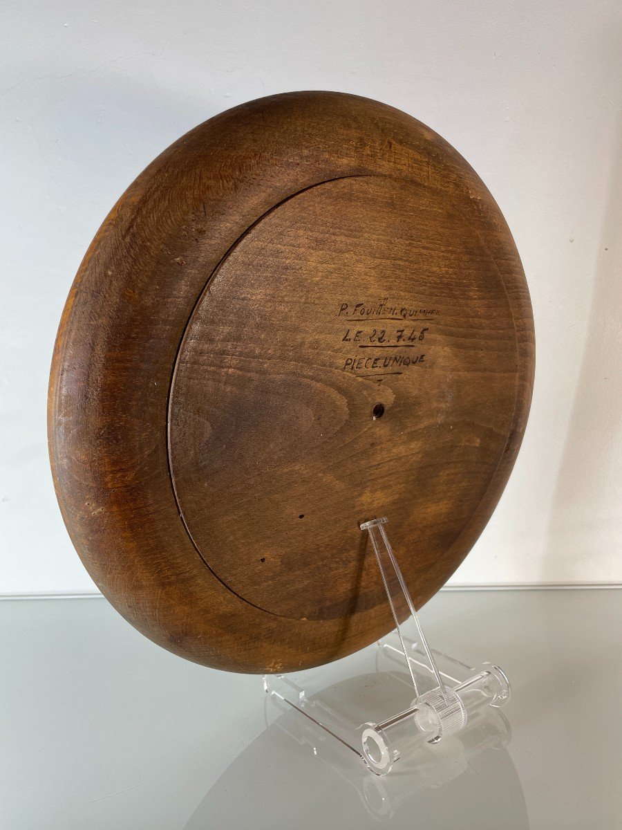 Paul Fouillen (1899-1958) - Large Dish With Geometric Decoration - Dated 07/22/1945-photo-4