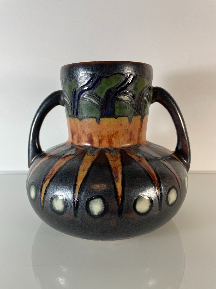 Rare Vase Odetta - Hb Quimper - Art Déco