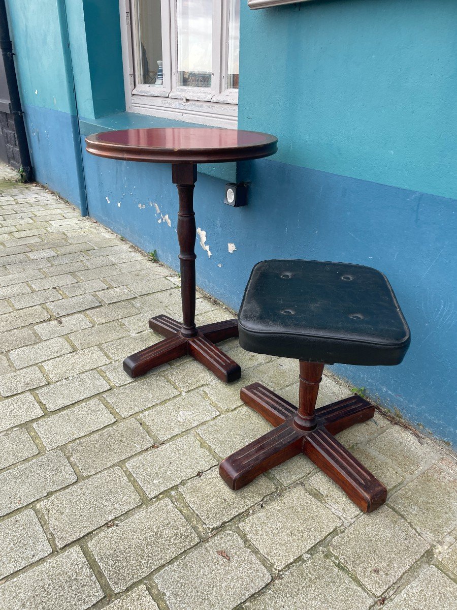 Ocean Liner Table And Stool - 20th Century-photo-2