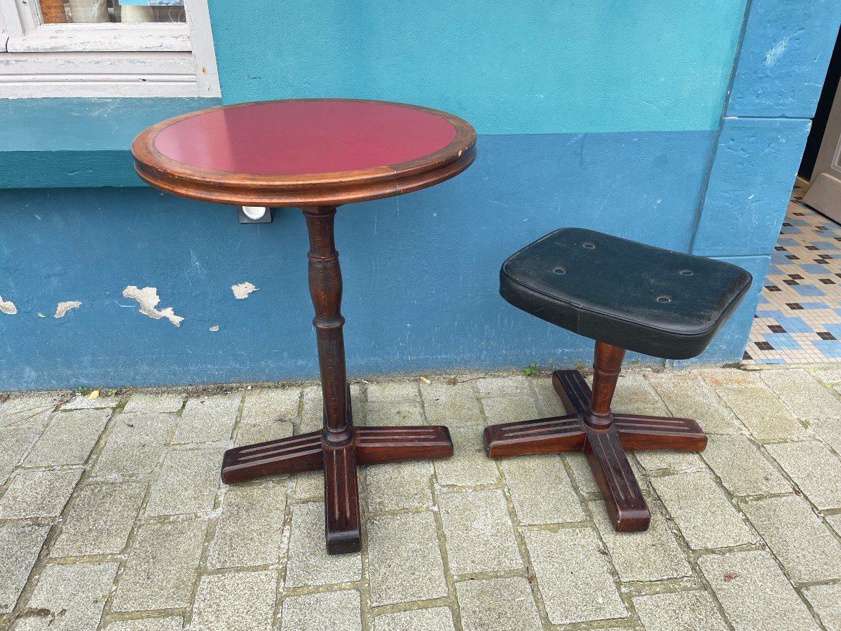 Ocean Liner Table And Stool - 20th Century-photo-4