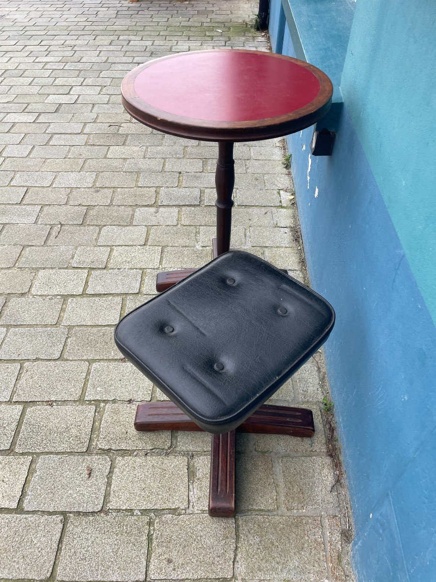 Table ou Guéridon de paquebot et son tabouret - XXème siècle-photo-1