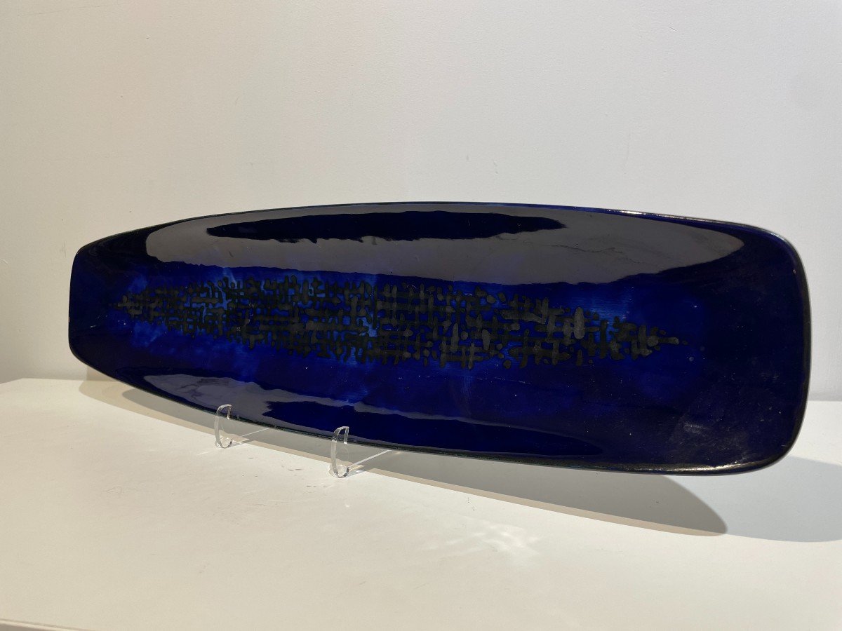 Belgian Ceramics - Large Blue Tripod Bowl - 1960s