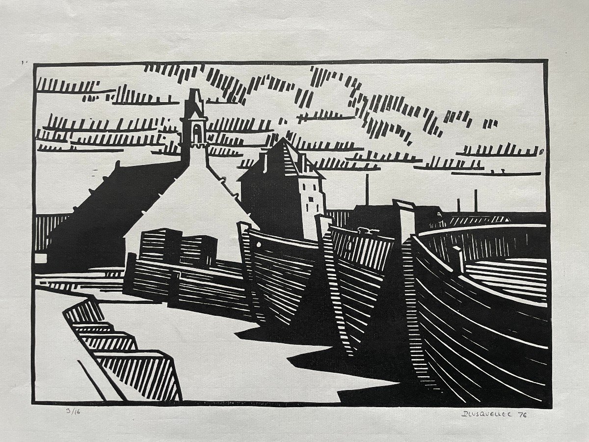 Yves Plusquellec (1938) - Camaret Sur Mer B - Linocut-photo-4