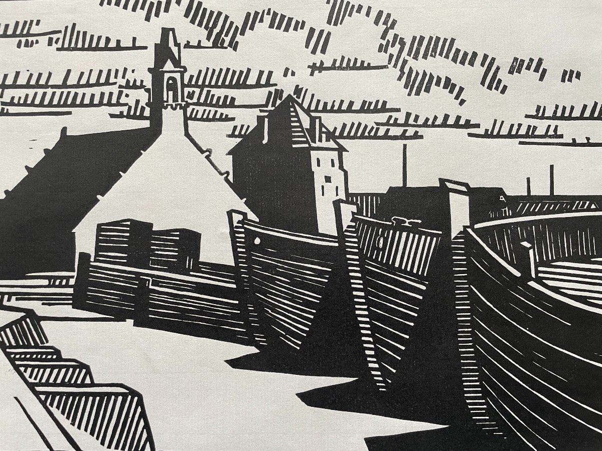 Yves Plusquellec (1938) - Camaret Sur Mer B - Linocut-photo-1