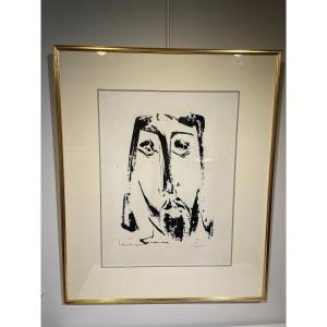 Jean Mingam (1927-1987) - Lithographie - Visage De Christ - 1960