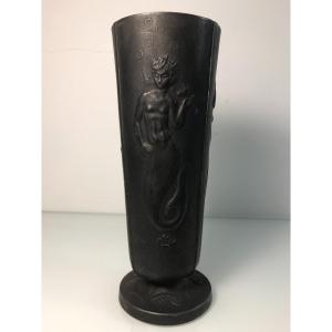 Stjarnkvist Metal Abe - Sweden - Art Deco Vase With Naiads