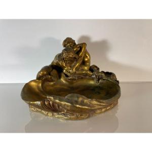 Gustave Frederic Michel (1851-1924) - Les Lutteurs - Grand Bronze Doré